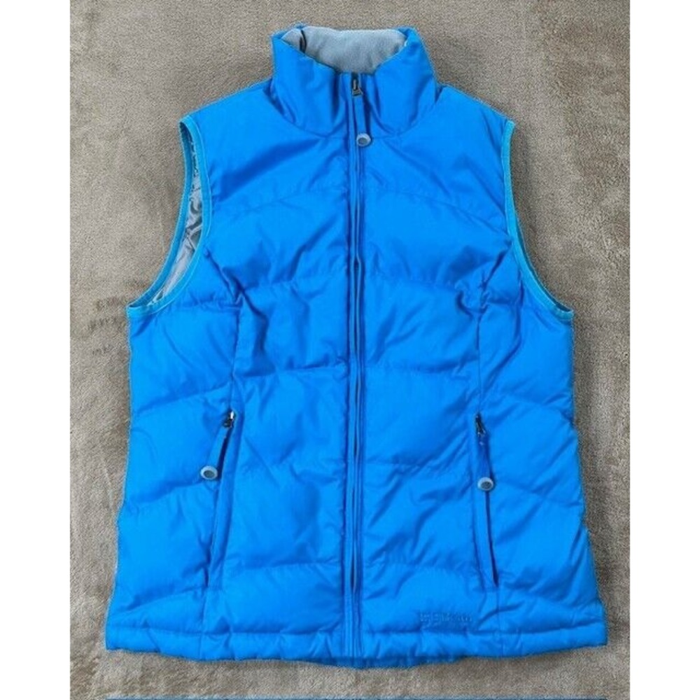 LL Bean Puffer Vest Womens XS Blue Goose Down Full Zip Quilted Jacket Nylon EUC